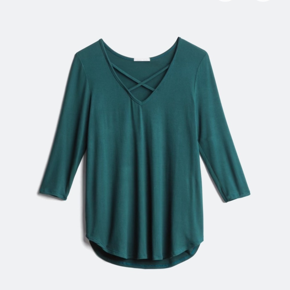 Emory Park Teal Crisscross Long Sleeve Top